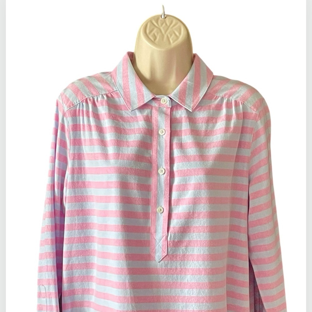 Vineyard Vines Women's Relaxed Coastside Stripe Hi-Lo Popover Shirt Size 8 Blue - Picture 3 of 11